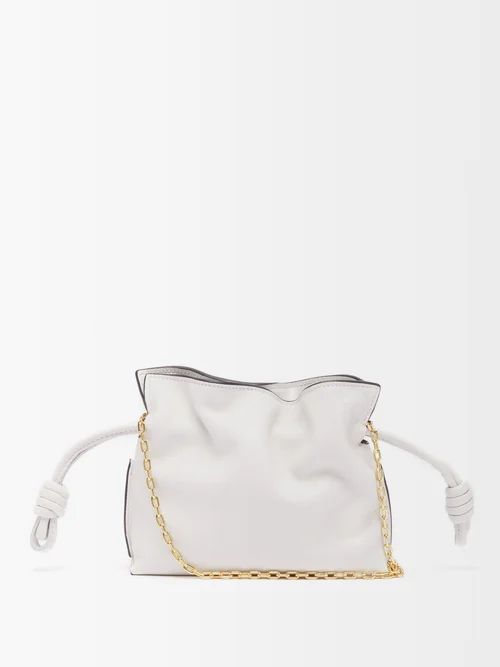 Loewe - Flamenco Nano Chain-strap Leather Cross-body Bag - Womens - White | Matches (US)