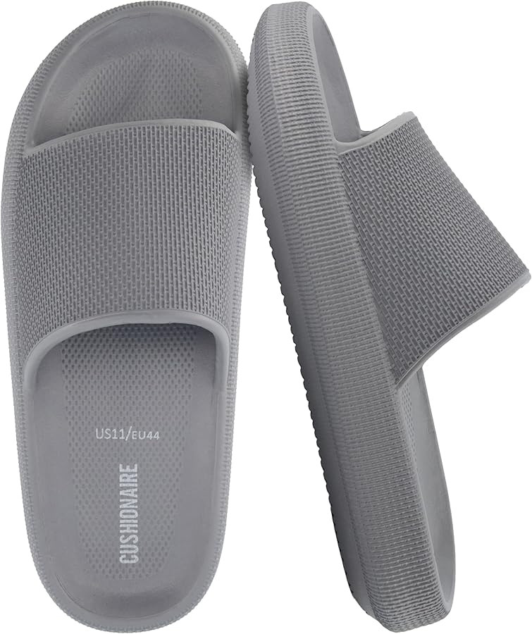 Amazon.com | CUSHIONAIRE Feather EVA Mens Sandals \u2013 Slip On Recovery Slides, Lightweight Water Shoes for Men, GRAY 9 | Sandals | Amazon (US)
