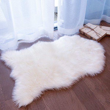 Ultra Soft Faux Sheepskin Fur Rug White Fluffy Area Rugs Chair Couch Cover Rug for Bedroom Bedside F | Walmart (US)