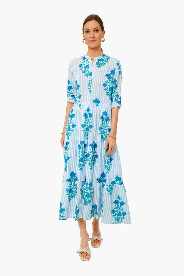 Jaipur Blue Stripe Mandarin Dress | Tuckernuck (US)