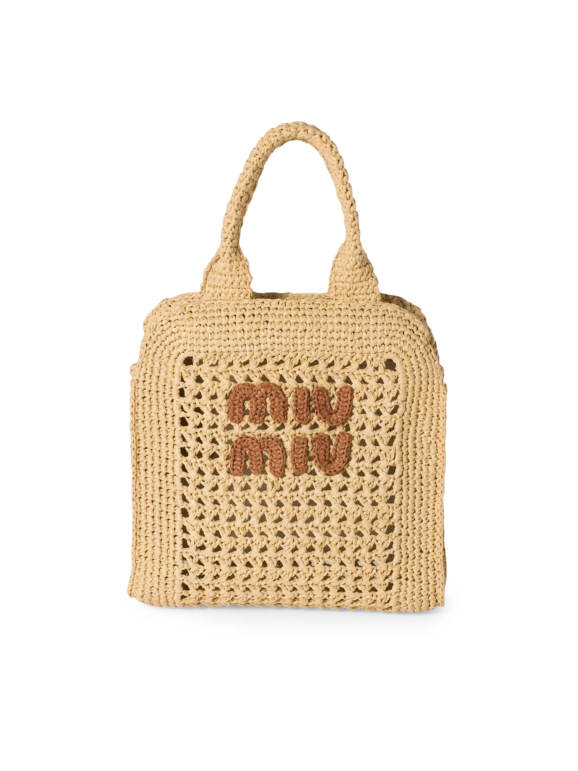 Miu Miu Raffia-Effect Woven Tote Bag | Saks Fifth Avenue | Saks Fifth Avenue