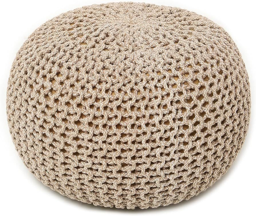 REDEARTH Round Pouf Ottoman - Hand Knitted Cable Boho Poof Home Décor Pouffe Circular Footrest f... | Amazon (US)