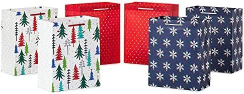 Hallmark 9" Medium Holiday Gift Bag Bundle (6 Bags, 3 Designs: Red Polka Dot, Colorful Christmas ... | Amazon (US)
