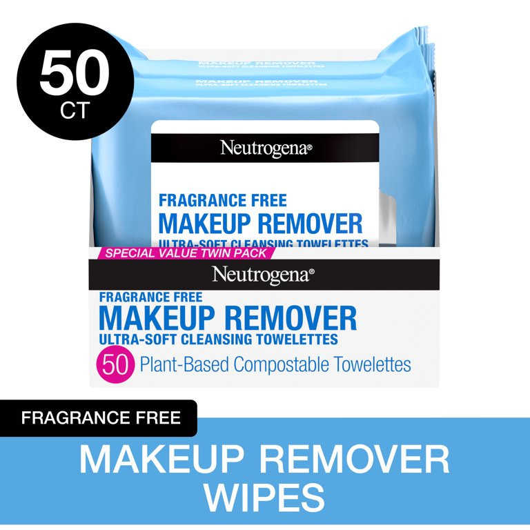 Neutrogena Fragrance Free Makeup Remover Wipes, Face Cleansing Towelettes, 25 Count, 2 Pack | Walmart (US)