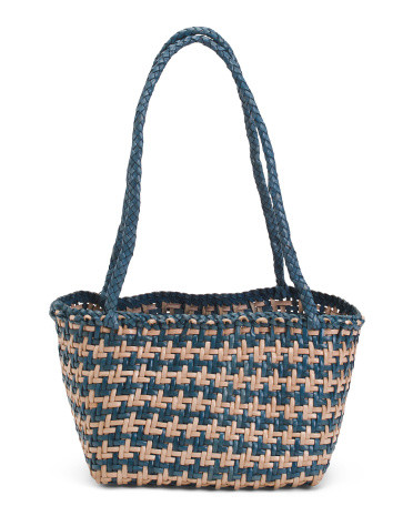 Made In Italy Leather Small Woven Tote | TJ Maxx