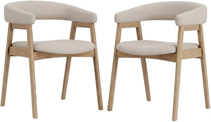 Alpine Furniture Cove Natural Dining Chairs Set of 2 Solid Rubberwood Frame Modern Design Comfort... | Amazon (US)