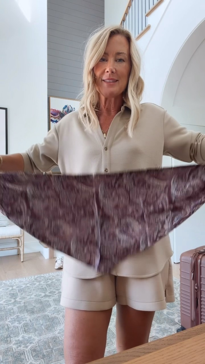 The accessory of the season! This scarf is gorgeous and can be styled so many ways. 
Top: xs
Shorts: xs

#LTKootd #LTKSeasonal #LTKOver40