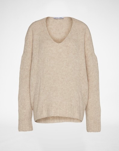 EDITED the label EDITED x Lena Terlutter - Pullover mit V-Ausschnitt ´Leona´ Damen beige/weiss | EDITED DE