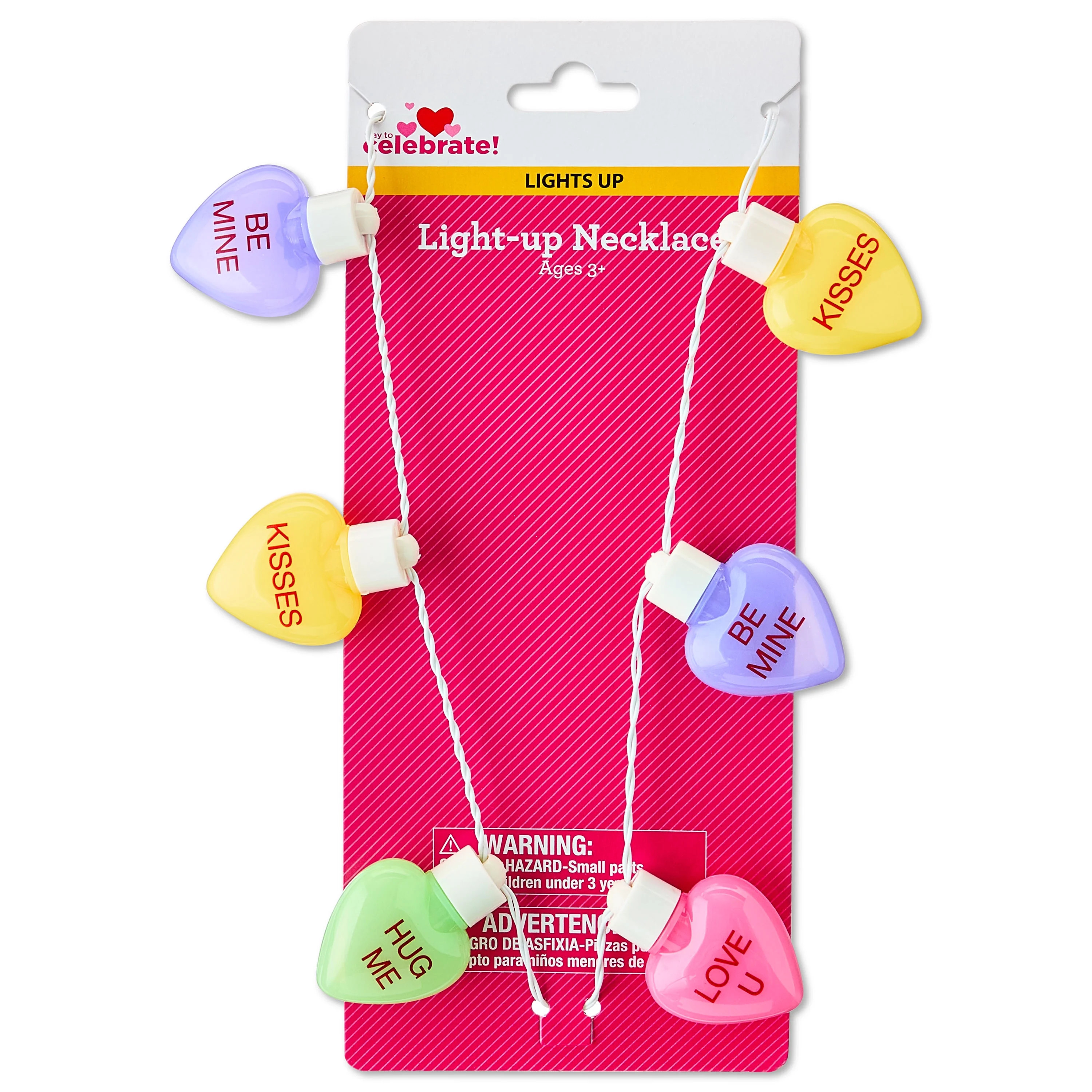 Light-Up Candy Hearts Necklace, Rainbow, Valentine's Day by Way To Celebrate | Walmart (US)