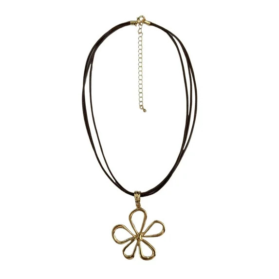 No Boundaries Brown Multi Cord with Flower Drop Necklace for Female Adults and Teens | Walmart (US)
