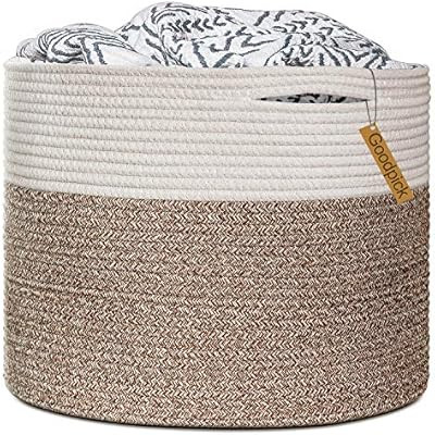 Goodpick Large Cotton Rope Basket 15.8"x15.8"x13.8"-Baby Laundry Basket Woven Blanket Basket Nurs... | Amazon (US)