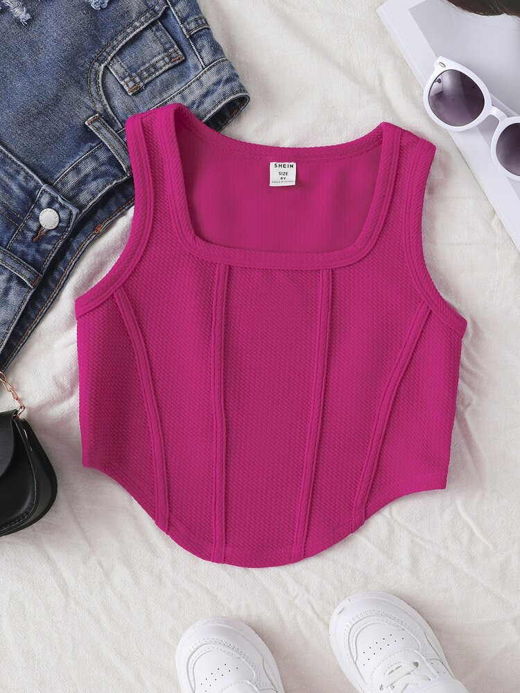 SHEIN Girls Square Neck Curved Hem Tank Top
       
              
              $4.20        
  ... | SHEIN