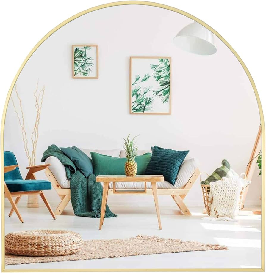 24"x26" Arched Mirror, Arched Wall Mirror, Arched Bathroom Mirror, Mantel Mirror, Wall-Mounted, A... | Amazon (US)