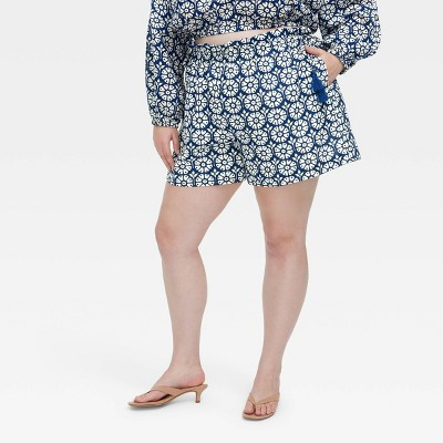 Women's Daisy Floral Side-Tie Beach Pull-On Shorts Navy Blue - Roller Rabbit x Target XXL | Target
