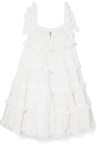 Innika Choo - Iva Tiered Linen Dress - Off-white | NET-A-PORTER (US)