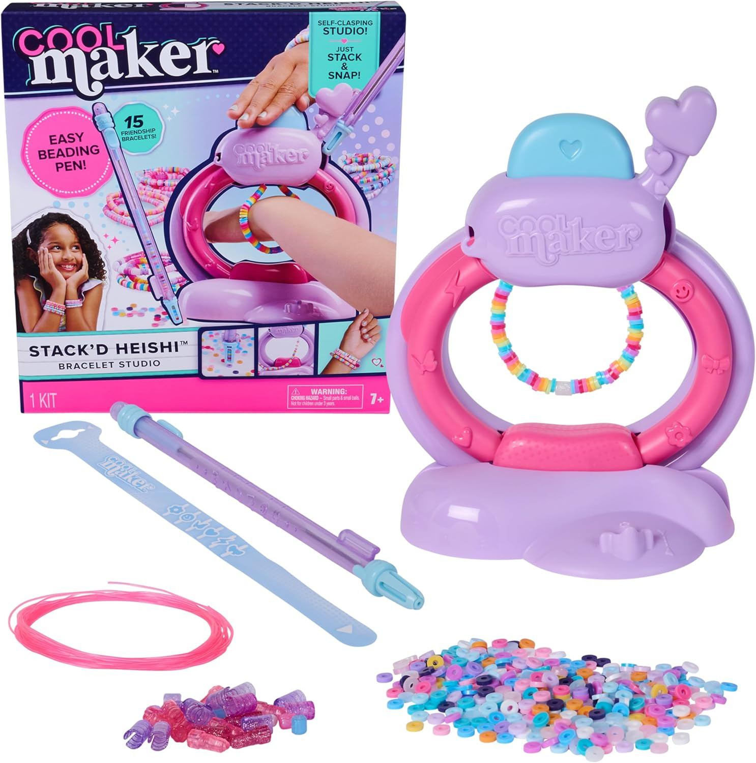 Cool Maker Stack'd Heishi Studio Bracelet Making Kit with Easy Beading Pen & Over 1200 Beads, Mak... | Amazon (US)