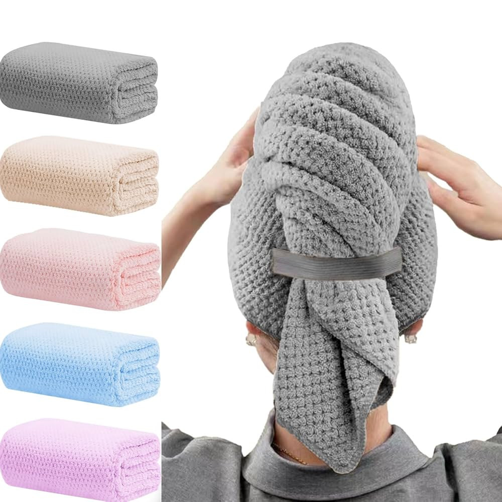 Microfiber Hair Towels, Waffle Hair Towel Set, Super Soft Highly Absorbent, Sturdy Quick Drying T... | Amazon (US)