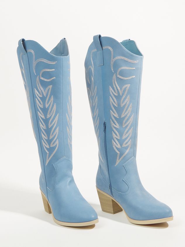 Sierra Wide Width & Calf Boots in Denim Blue | Arula | Arula