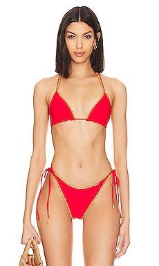 Luli Fama Luli Chic Seamless Triangle Bikini Top in Red from Revolve.com | Revolve Clothing (Global)