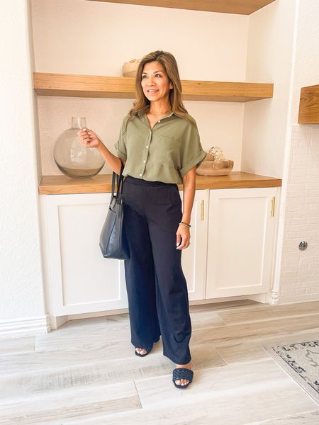 Teacher Outfit, Amazon finds
Olive button down shirt in small tts
Black pants in small tts
Shoes fit tts
Madewell bag 

#LTKSeasonal #LTKunder50 #LTKworkwear
