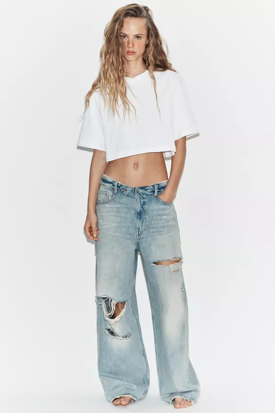 OVERSIZE CROP T-SHIRT | Zara UK