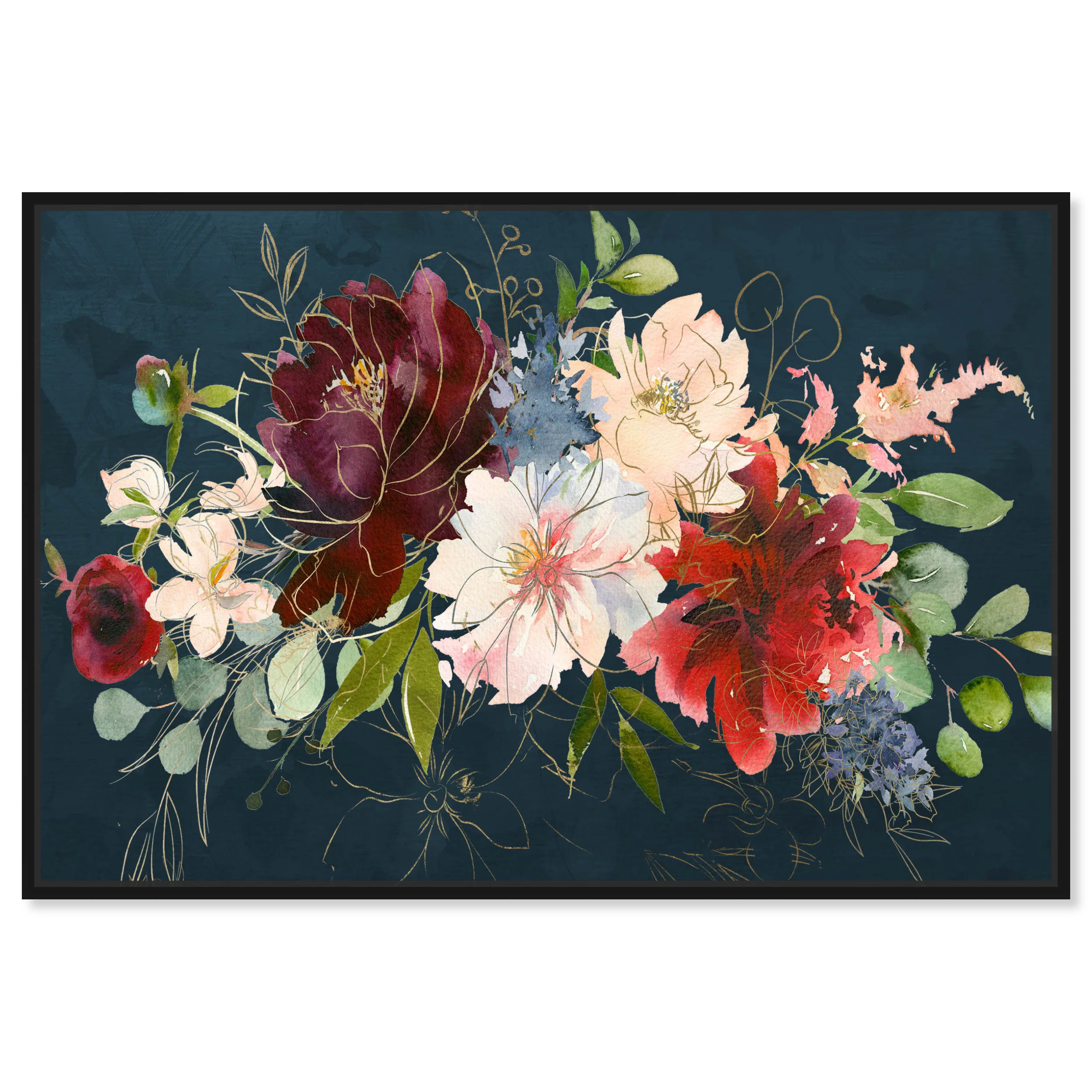 " Large Floral And Botanical Fall Floral Navy, Traditional Blue " by Oliver Gal | Wayfair North America