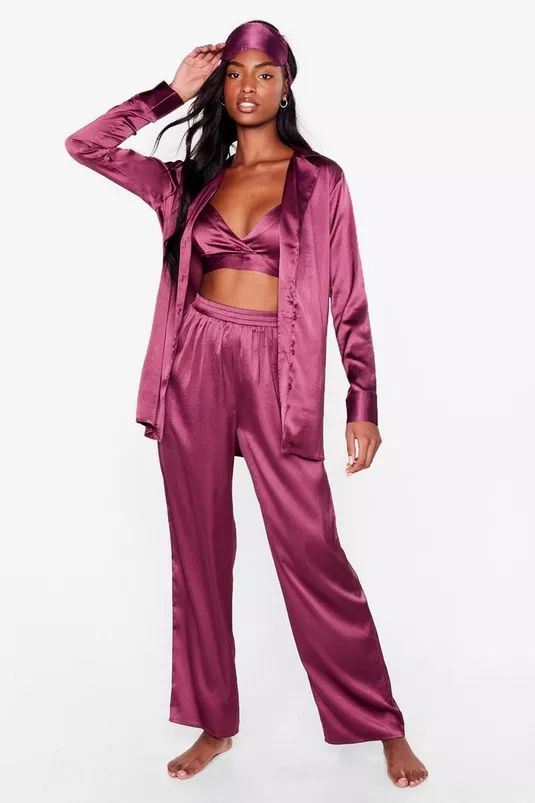 Satin 4 Pc Pajama Shirt and Pants Set | Nasty Gal (US)