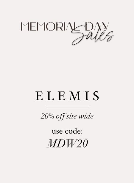 Memorial Day sale : ELEMIS 20% off site wide using code MDW20

#LTKBeauty #LTKSaleAlert