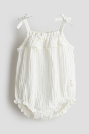 Crinkled Jersey Romper Suit - White/floral - Kids | H&M US | H&M (US + CA)