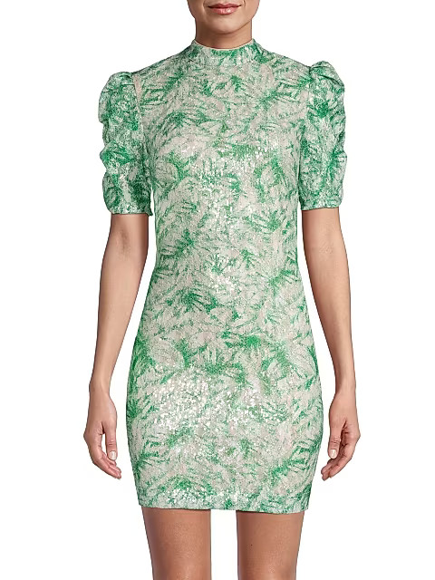 Sequin Palm Leaf Mini Dress | Saks Fifth Avenue (CA)