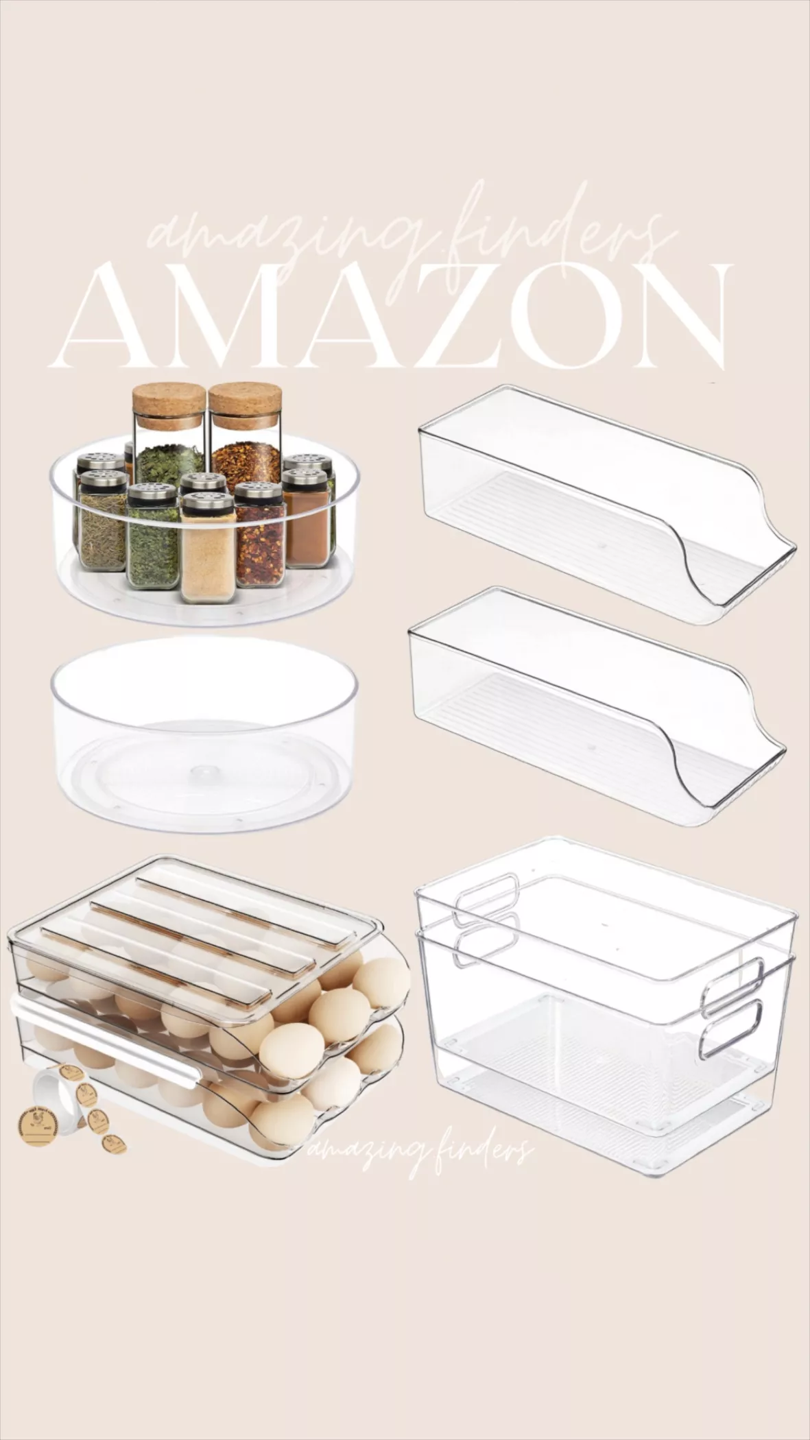 Puricon 2 Pack Lazy Susan Clear Organizer for Cabinet Pantry Storage, Rotating Tray for Fridge Bathroom Living Room Kitchen Spice Rack Organization