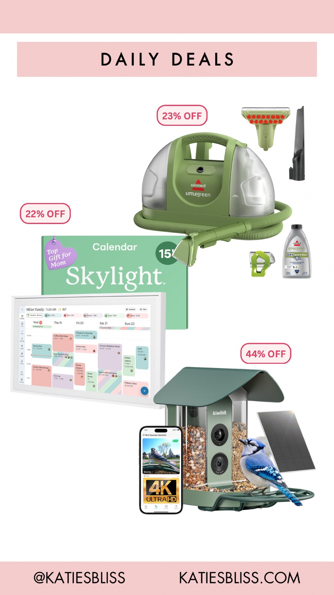 Daily deals ✨

Amazon. Deal. Sale. Markdown. Home. Cleaning. BISSELL. Skylight. Calendar. Bird feeder. Gift idea. Mother’s Day. 



#LTKHome #LTKMothersDay #LTKSaleAlert
