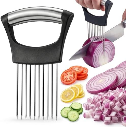 JAYVAR Onion Holder for Slicing,304 Stainless Steel Onion Slice Holder with 10 Long Needles,Onion... | Amazon (US)