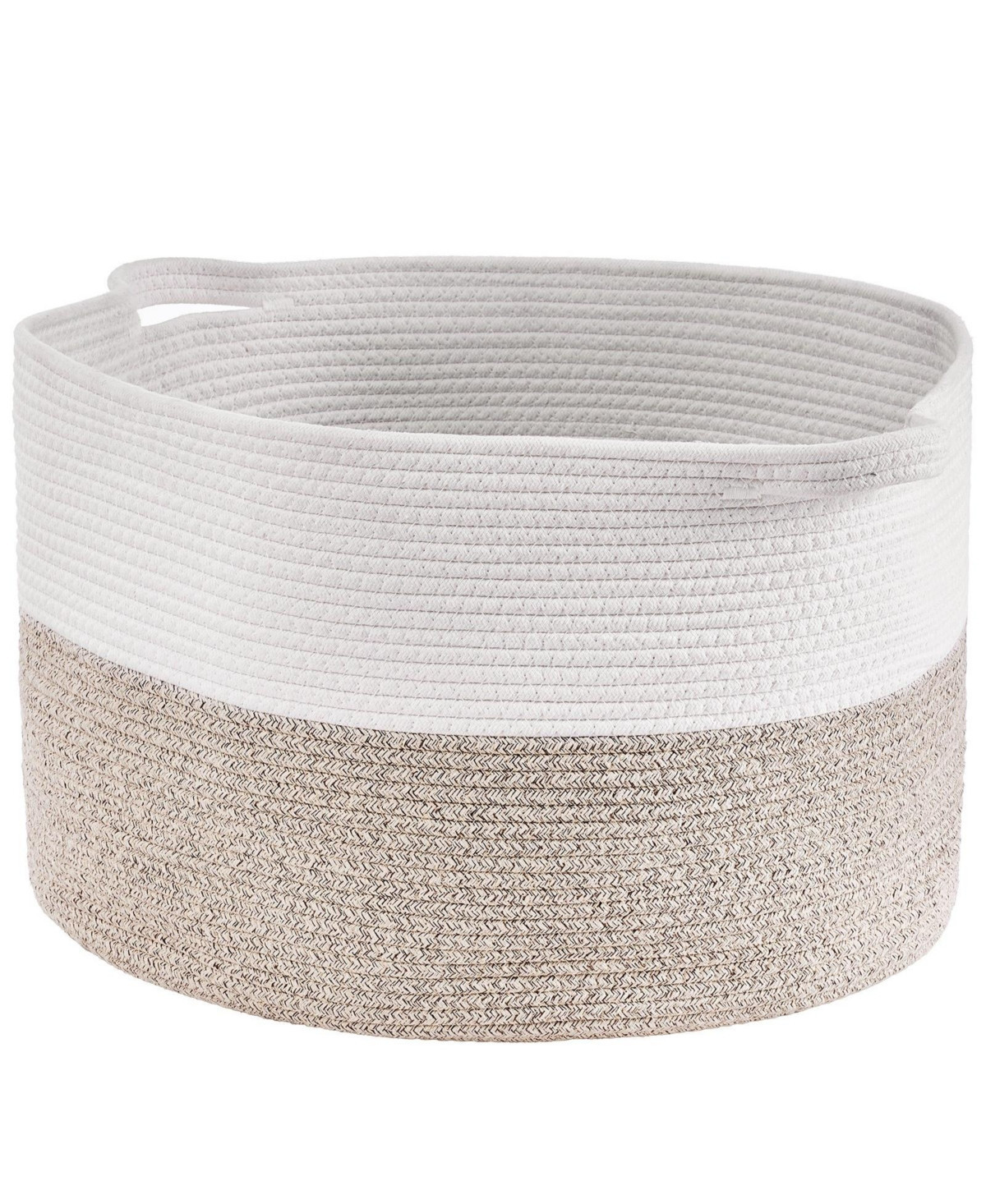 Slickblue Woven Cotton Rope Blanket Basket Large Storage Bin for Living Room or Bedroom - Brown | Macy's
