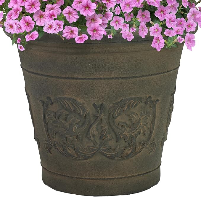 Sunnydaze 16-Inch Arabella Large Plastic Pot for Plants - Outdoor Double-Walled Polyresin Large P... | Amazon (US)