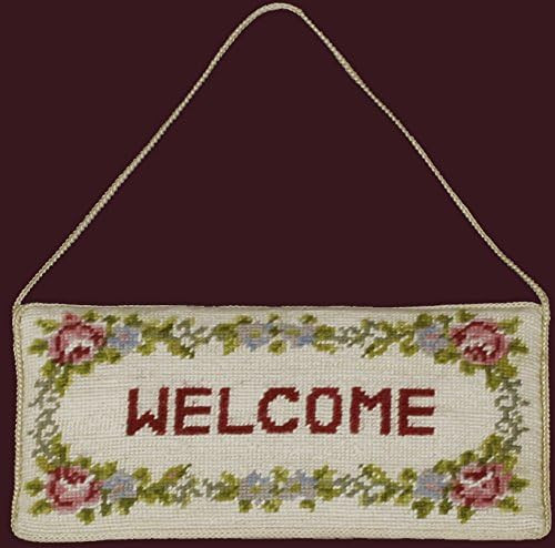 Creative Linens Handmade Wool Needlepoint Door Hanger Sign WELCOME #7001 | Amazon (US)