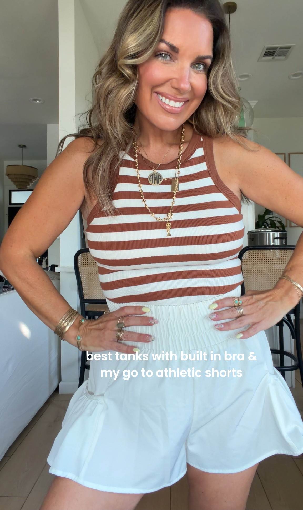 Favorite tanks in with built in bra!! I have it in 6 colors!! Wearing size medium. 
And~ These are my go to athletic shorts with built in undies!! Have them in 5 colors!! 

#LTKmomlife #LTKOver40 #LTKootd