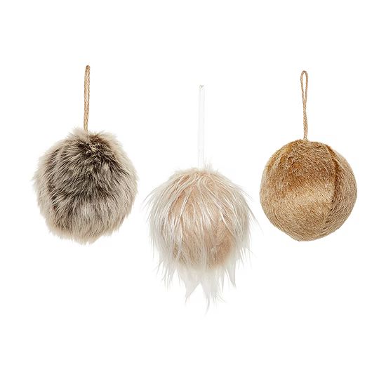 North Pole Trading Co. Chateau Fur Ball 3-pc. Christmas Ornament Set | JCPenney