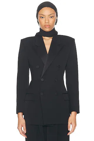 Saint Laurent Tailored Blazer in Noir | FWRD | FWRD 