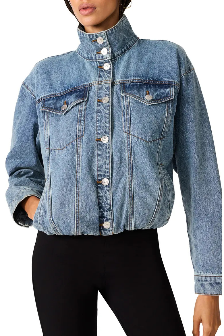 Steve Madden Allyson Cotton Denim Jacket in Imperial Blue at Nordstrom, Size Large | Nordstrom