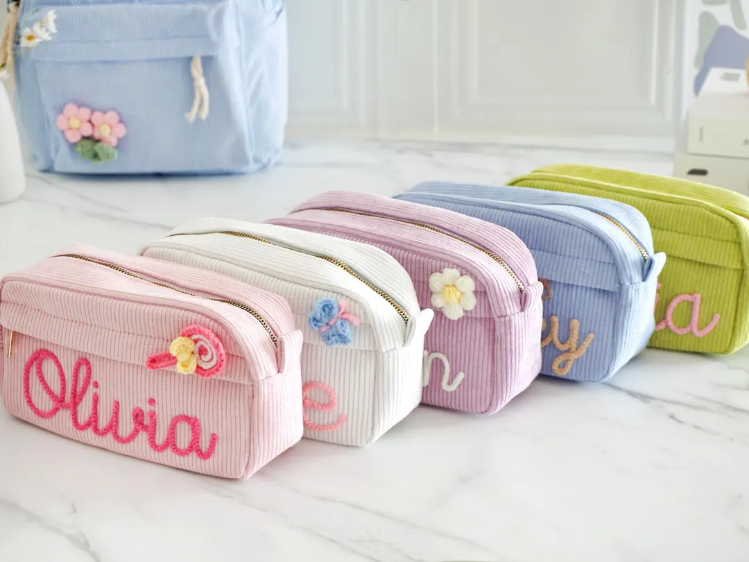 Yarn Name Pencil Case, Personalized Corduroy Pouch, Back to School Gift, Girls School Supplies, M... | Etsy (US)
