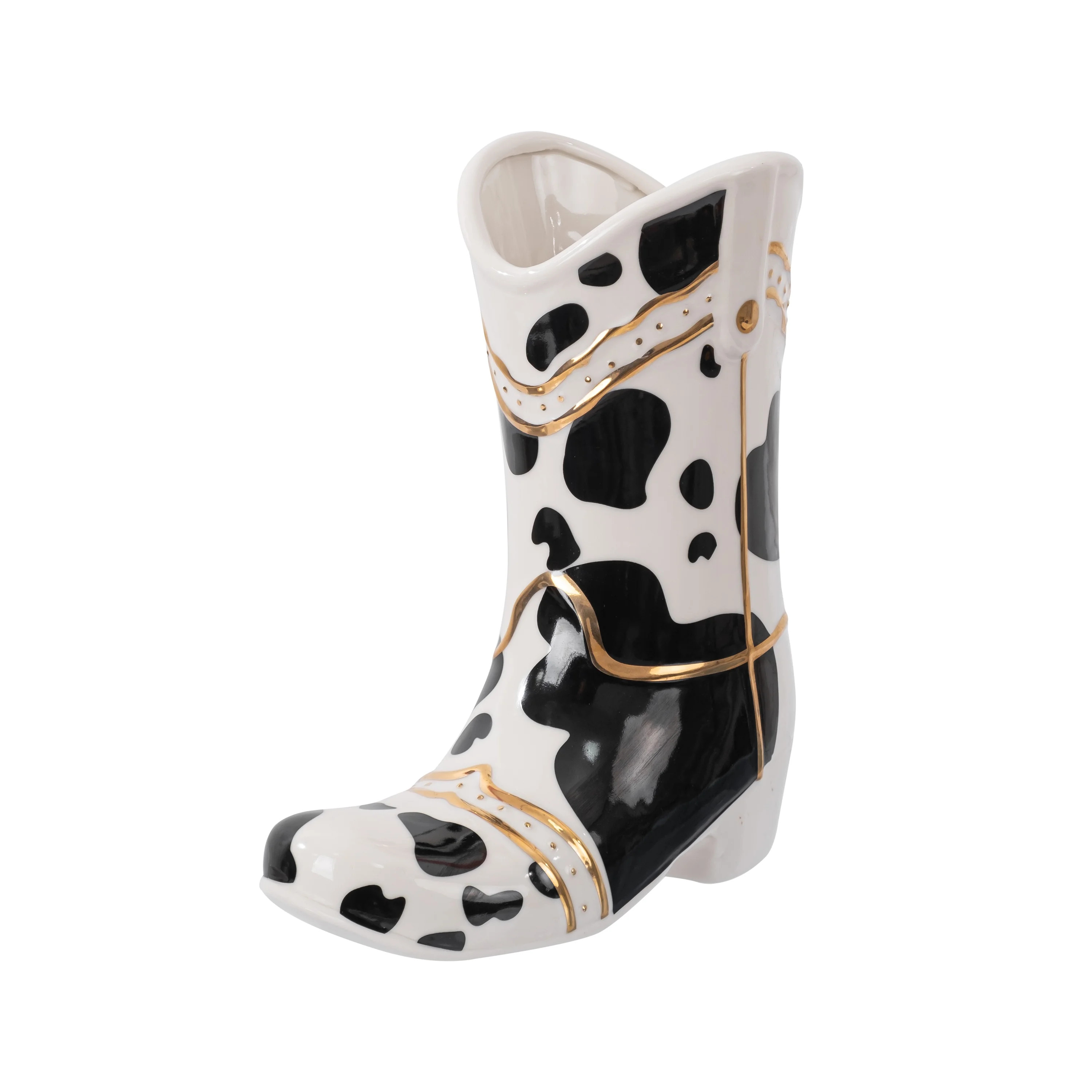 Mainstays Texas 5" x 9.5" x 10.5" Black and White Cowboy Boot Ceramic Planter | Walmart (US)