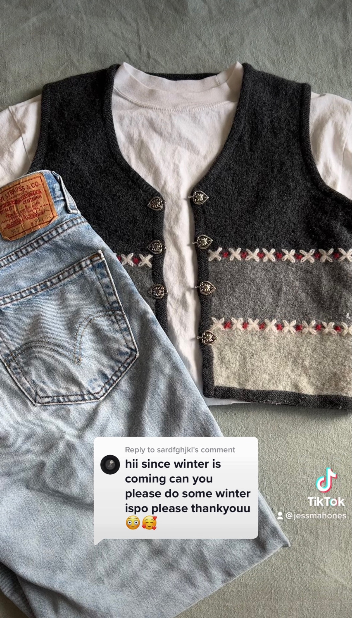 6th and final fit from winter tiktok!
MY SIZES:
• tshirt: M (cropped ~4inches)
• vest: S
• pants: mens 34x32

#LTKunder100 #LTKSeasonal #LTKHoliday