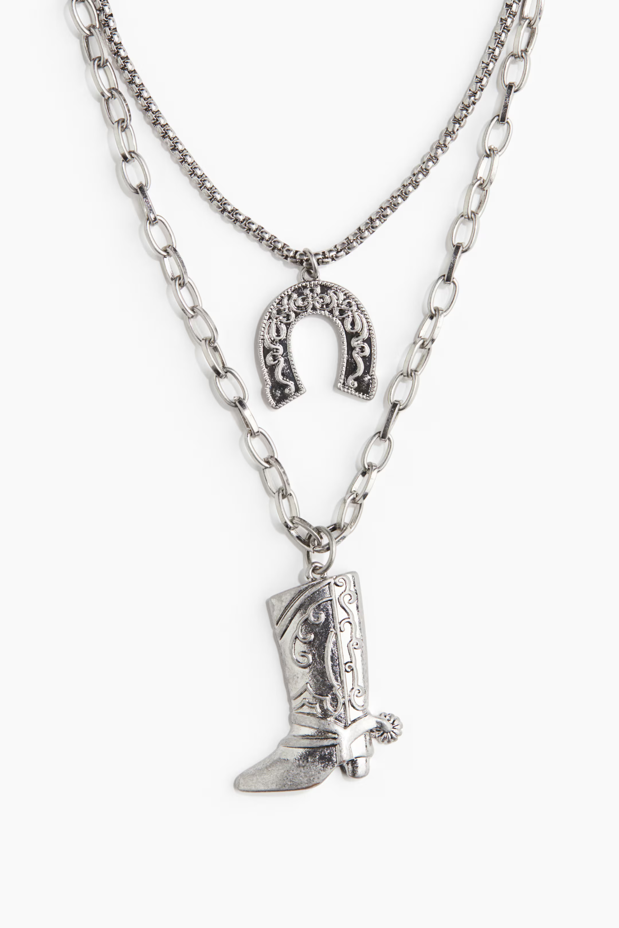 Double-Strand Pendant Necklace - Silver-colored/cowboy boot - Ladies | H&M US | H&M (US + CA)