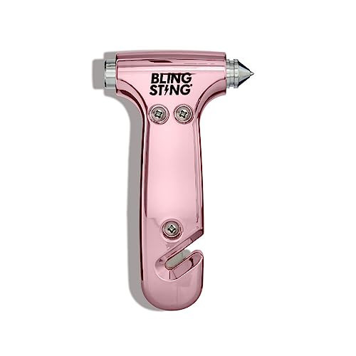 BLINGSTING Safety Hammer - Emergency Automotive Escape Tool with Window Breaker, Seat Belt Cutter & Adjustable Car Visor Strap - Tempered Glass Breaker - Steel Blade - Blush Rose Pink (1 Count) | Amazon (US)