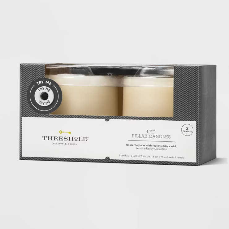 2pk 3" x 3" LED Flameless Black Wick Candle Cream - Threshold™ | Target
