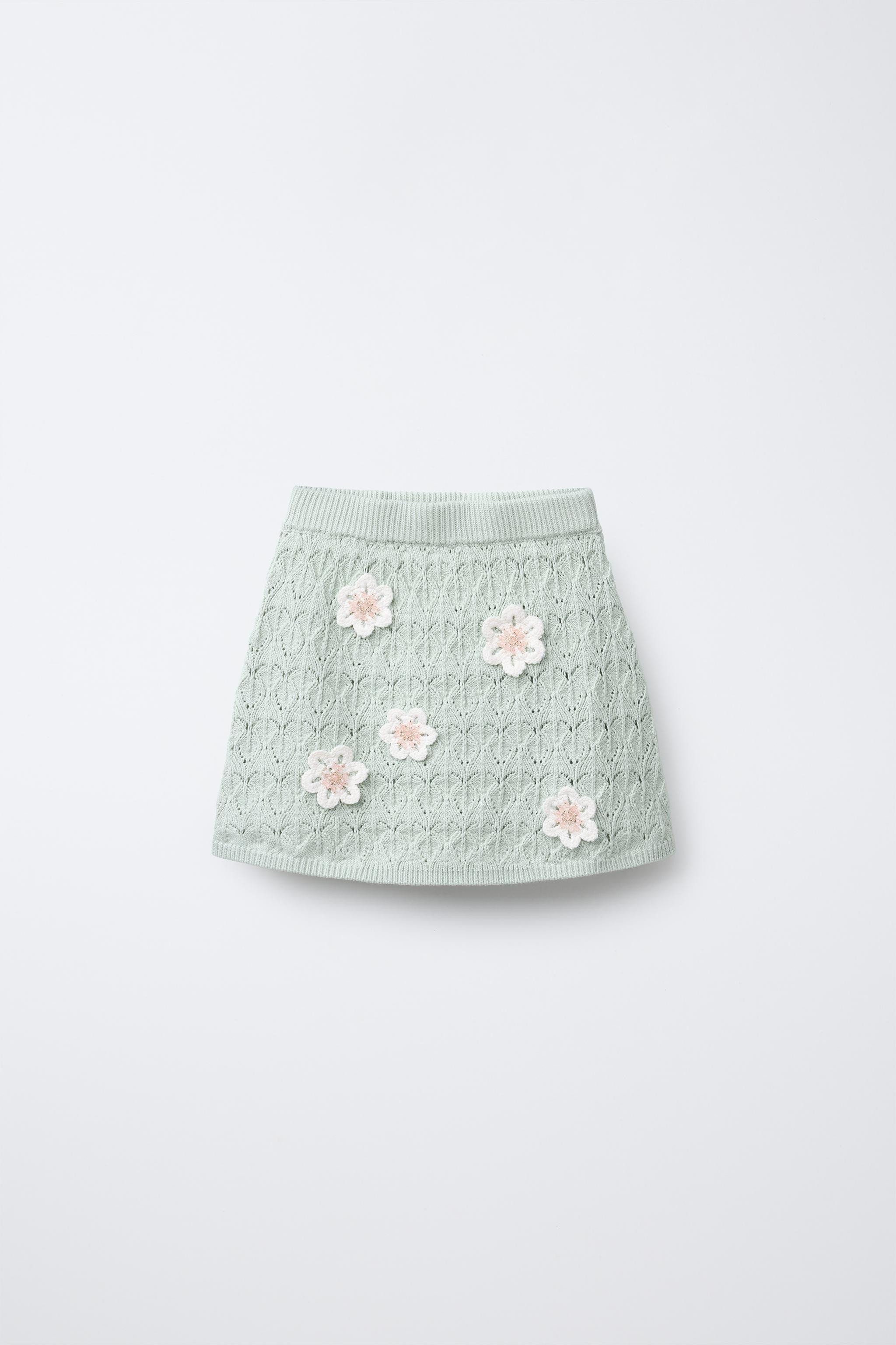 BEADED FLORAL KNIT SKIRT | Zara US