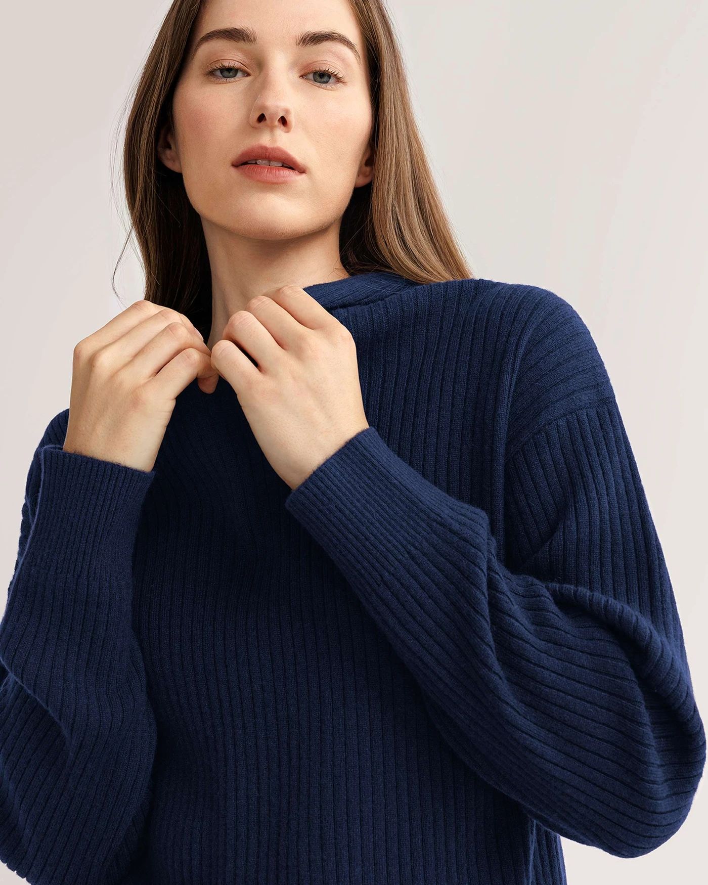 Ribbed Pure Cashmere Hoodie | LilySilk