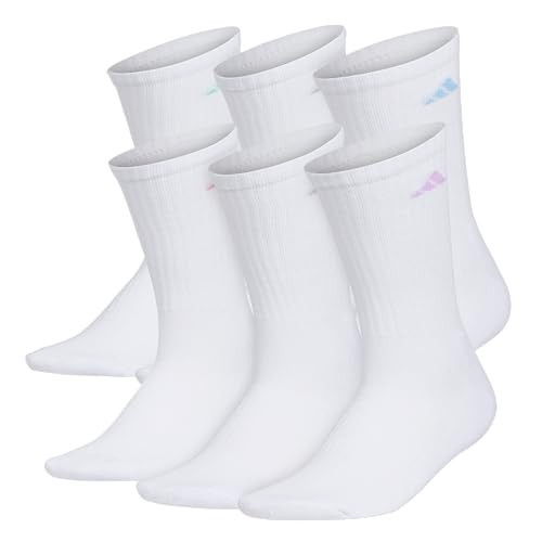 adidas Women's Athletic Cushioned Crew Socks with Arch Support, 6-Pack, Durable, Moisture-Wicking | Amazon (US)