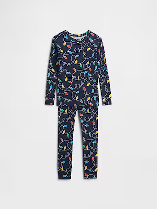 Kids & babyGap 100% Organic Cotton X-Mas Lights PJ Set | Gap Factory